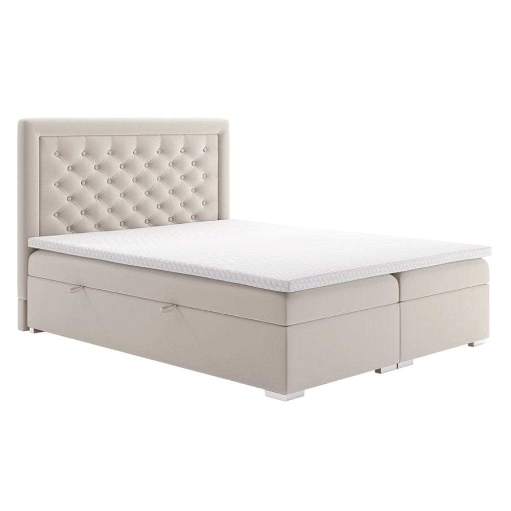 KONDELA Čalúnená manželská posteľ s matracom Dorman 160x200 cm - krémová